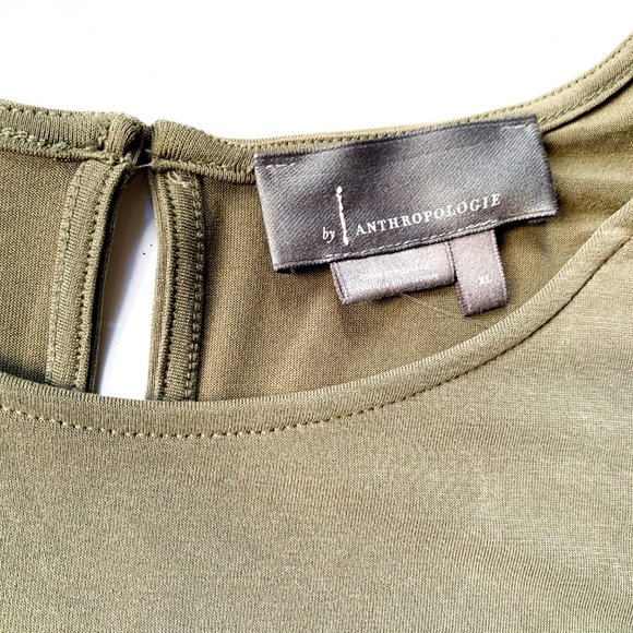 NWOT anthro olive green flouncy soft modal dress - Picture 3 of 4